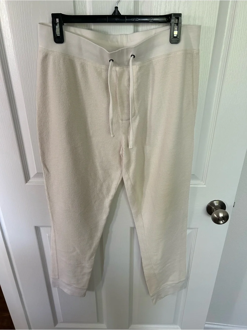 James Perse Cream Waffle-Knit Drawstring Sweatpants